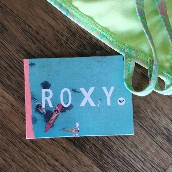 𝅺Roxy Bikini Bottom Neon Yellow Print Bikini Large New - Picture 6 of 7